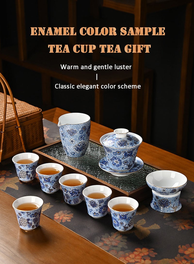 EzzySo 6 Ceramic Tea Cups with Gift Box Elegant Floral Enamel Porcelain Coffee Cup Set, Blue Flowers Teacup, Perfect for Home, Office, and Restaurant Use - Image 2
