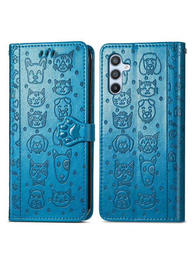 S-TOP Case For Samsung Galaxy A54 5G Cat and Dog Embossed Leather Phone Case - Image 2