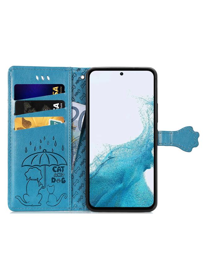 S-TOP Case For Samsung Galaxy A54 5G Cat and Dog Embossed Leather Phone Case - Image 3