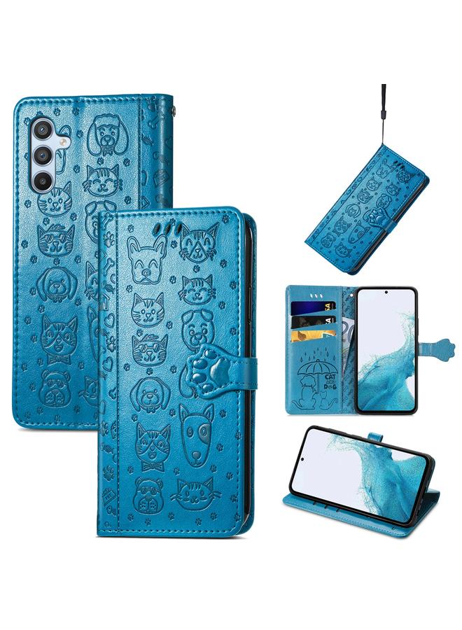 S-TOP Case For Samsung Galaxy A54 5G Cat and Dog Embossed Leather Phone Case - Image 1