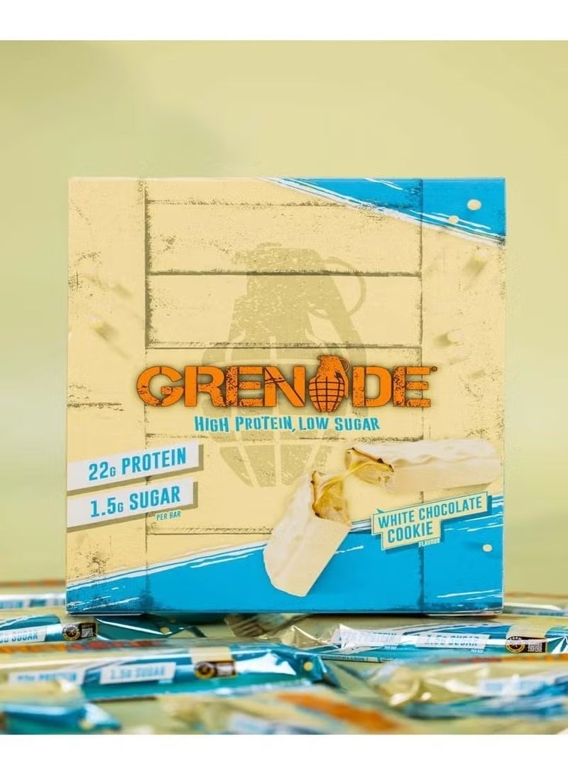 Grenade White Chocolate Cookie Low Sugar High Protein Bar – Pack of 12 - Image 3