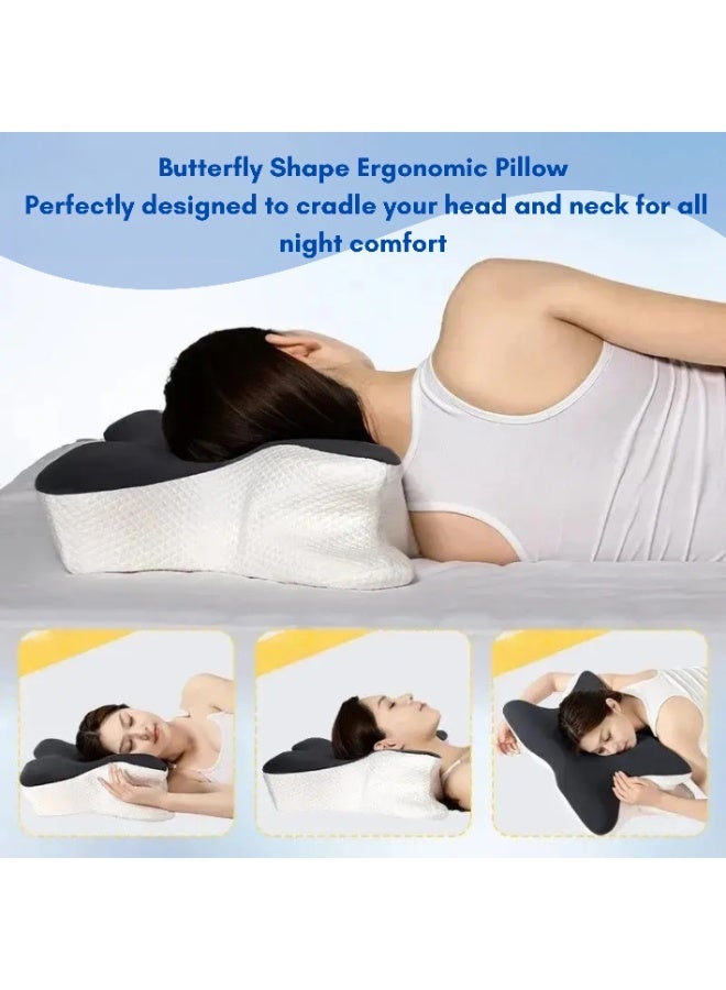 ARABIQO Cervical Neck Pillow for Neck Pain Relief, Ergonomic Memory Foam Orthopedic Pillow, 2-in-1 Contour Pillow for Side, Back & Stomach Sleepers, Anti-Snoring Support - Image 2