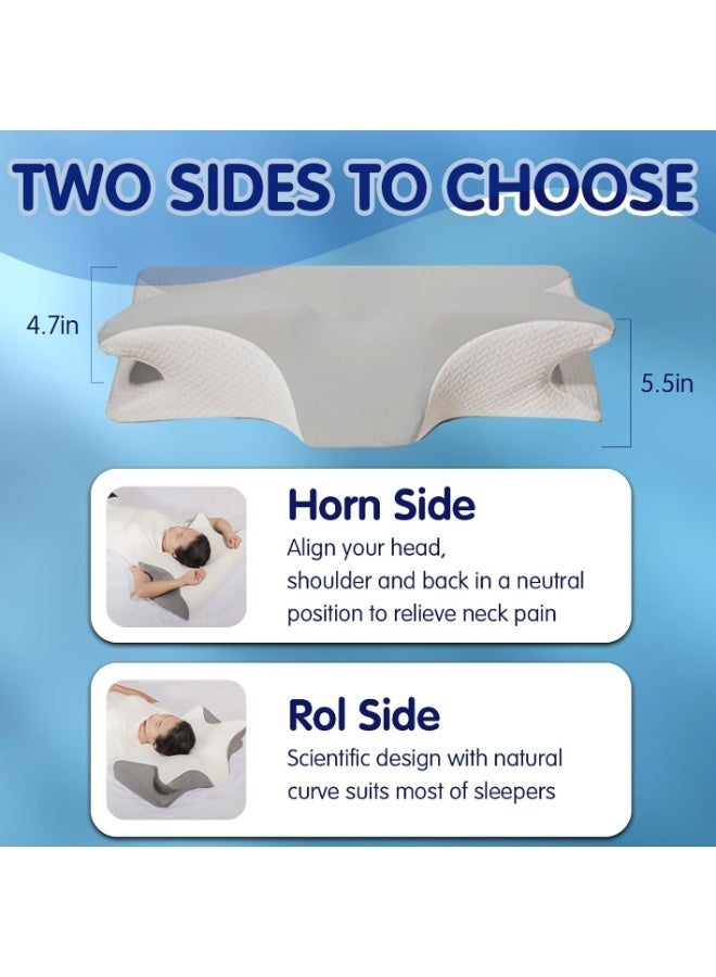 ARABIQO Cervical Neck Pillow for Neck Pain Relief, Ergonomic Memory Foam Orthopedic Pillow, 2-in-1 Contour Pillow for Side, Back & Stomach Sleepers, Anti-Snoring Support - Image 5