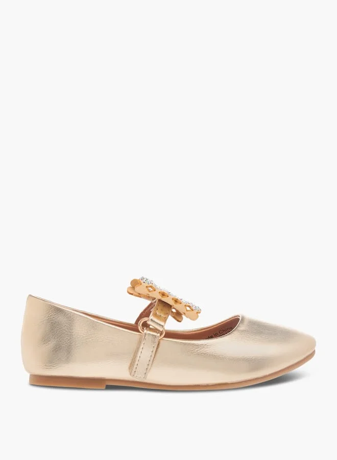 Flora Bella By Shoexpress Girls Embellished Bow Applique Ballerina Shoes