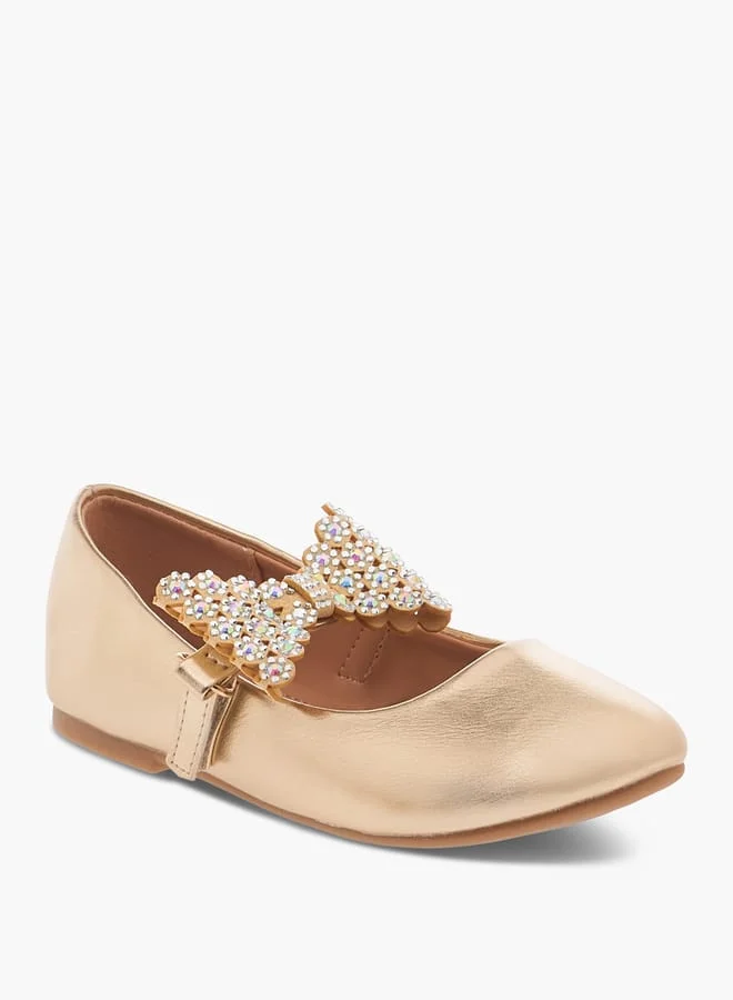 Flora Bella By Shoexpress Girls Embellished Bow Applique Ballerina Shoes