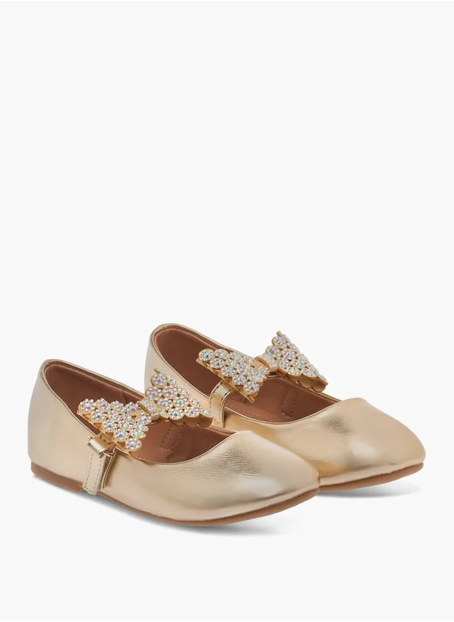 Flora Bella By Shoexpress Girls Embellished Bow Applique Ballerina Shoes