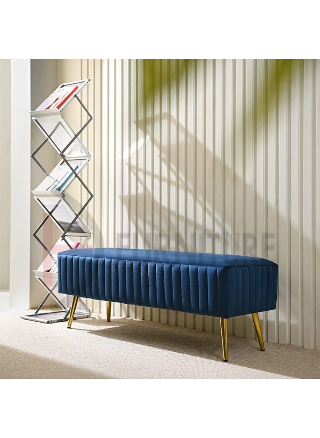 DIVINE FURNITURE Modern Velvet Entryway Ottoman Bench  - Image 4