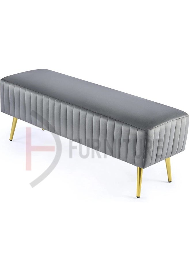 DIVINE FURNITURE Modern Velvet Entryway Ottoman Bench  - Image 5