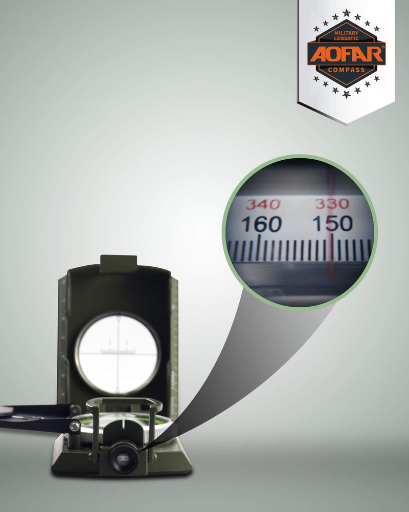 AOFAR AF-4074 Military Compass Lensatic Sighting-Multifunctional, Fluorescent, Waterproof and Shakeproof with Inclinometer and Carrying Bag for Camping, Hiking, Hunting - Image 4
