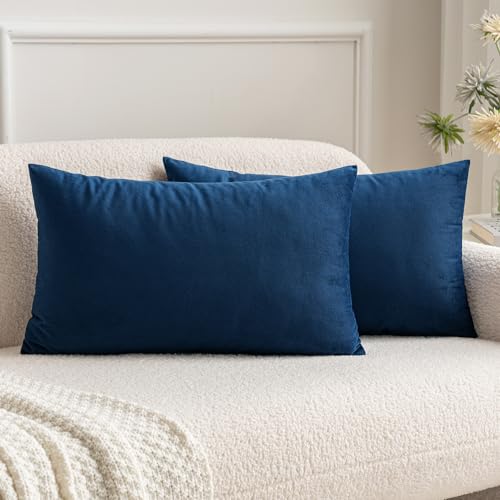 MIULEE Pack of 2, Velvet Soft Soild Decorative Square Throw Pillow Covers Set Cushion Case for Sofa Bedroom Car 12 x 20 Inch 30 x 50 cm - Image 1