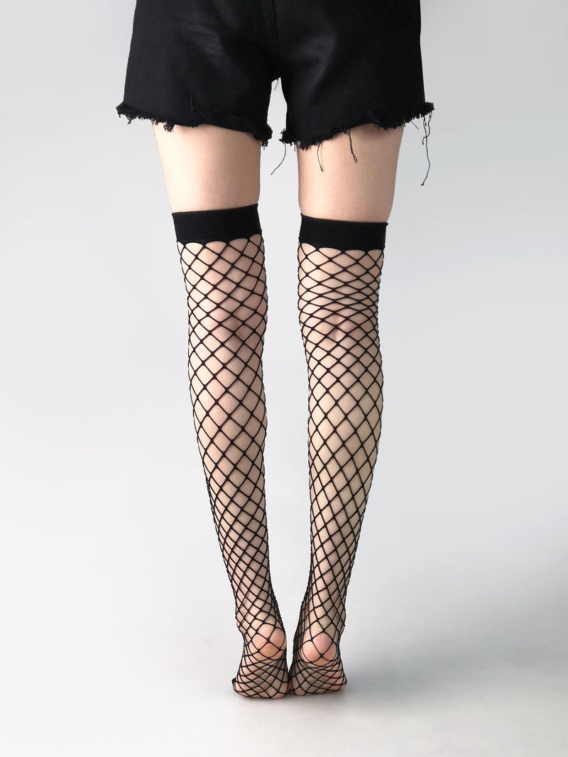 Beileisi Large And Medium-Sized Net High-Level Stockings Knee-High-Level Thigh Socks 2066 Hollow-Out Mesh Socks - Image 3