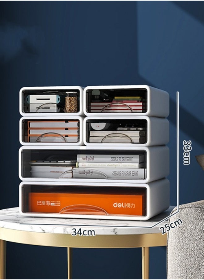 JCB CHIC Stackable Desk Storage Drawers, Desktop Organizer with Drawers, Stackable Storage Box, Plastic Desk Storage Organizer for Home, Office, School, Makeup, Crafts, Bathroom(4 small+2 large )  - Image 1