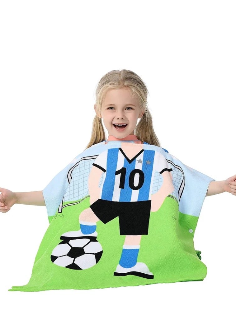 Kids Bath Towel for 1-6 Years Toddler, 1Pcs Kids Hooded Towel, Microfiber Bath Towel Super Soft Robe Poncho Bathrobe, Boys Girls Swimming Beach Holiday Water Playing Pool Bath Coverups (Soccer Kid) - Image 2