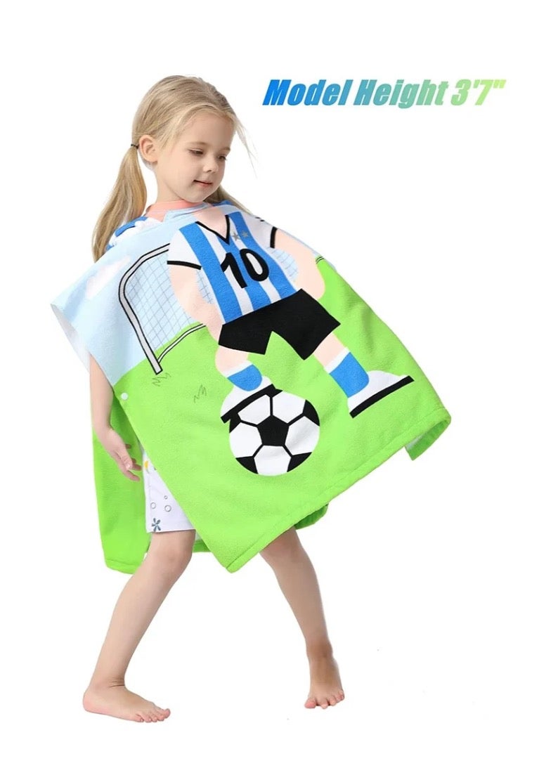 Kids Bath Towel for 1-6 Years Toddler, 1Pcs Kids Hooded Towel, Microfiber Bath Towel Super Soft Robe Poncho Bathrobe, Boys Girls Swimming Beach Holiday Water Playing Pool Bath Coverups (Soccer Kid) - Image 4