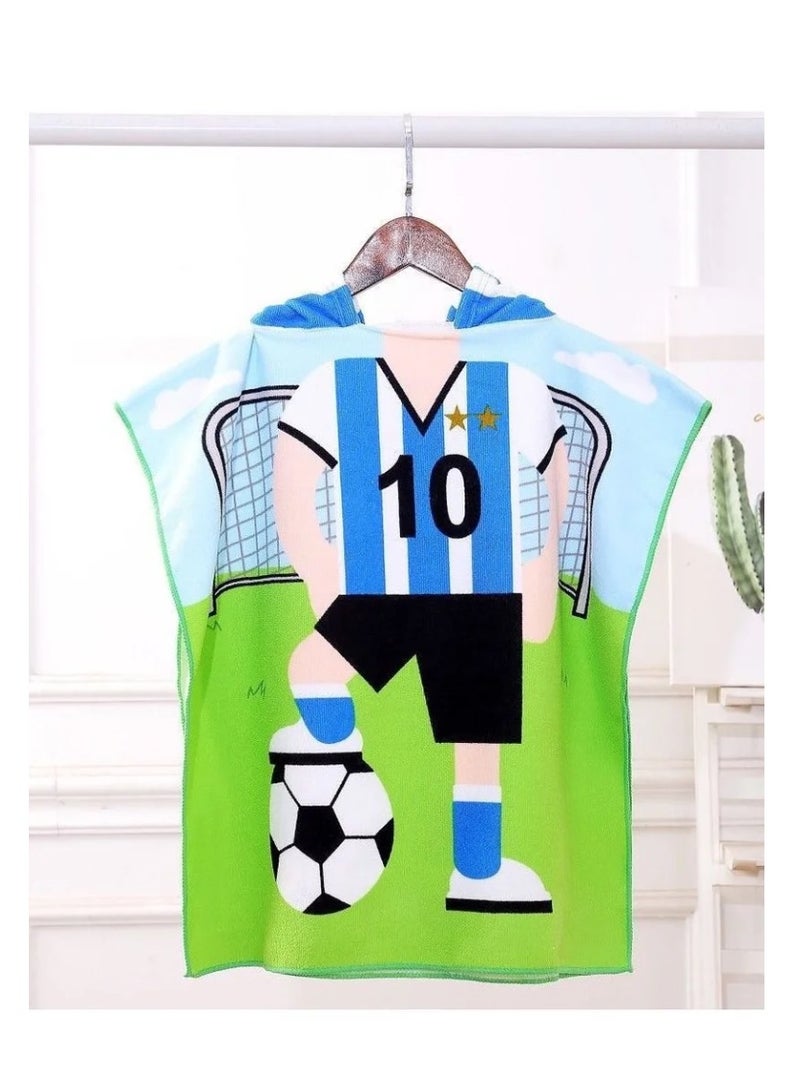 Kids Bath Towel for 1-6 Years Toddler, 1Pcs Kids Hooded Towel, Microfiber Bath Towel Super Soft Robe Poncho Bathrobe, Boys Girls Swimming Beach Holiday Water Playing Pool Bath Coverups (Soccer Kid) - Image 5