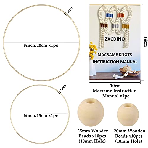 ZXCDINO 87pcs Macrame Kits for Beginners 3mm x 220yards Natural Cotton Macrame Cord Wall Hanging Kit, Macrame Supplies Best for Macrame Plant Hanger with Wooden Beads,Wooden Rings - Image 3