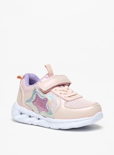 Flora Bella By Shoexpress Applique Detail Sneakers with Hook and Loop Closure