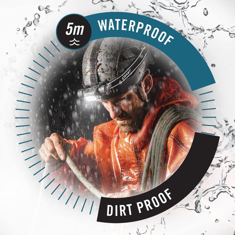 Coast WPH34R 2000 Lumen Waterproof Ultra Bright IP68 USB RechargeableDual Power Headlamp 6 Modes with Spot and Flood Beams BlueBlack - Image 4