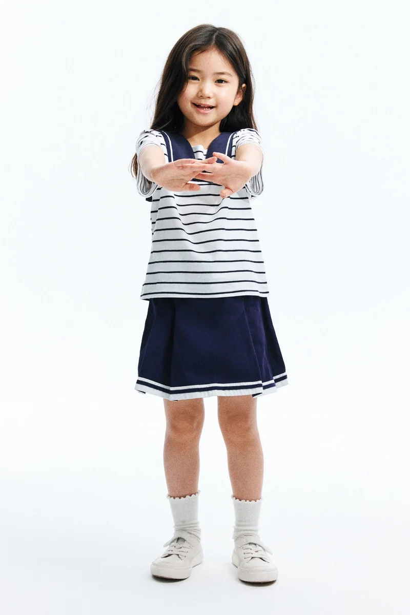 H&M Sailor-collared cotton T-shirt