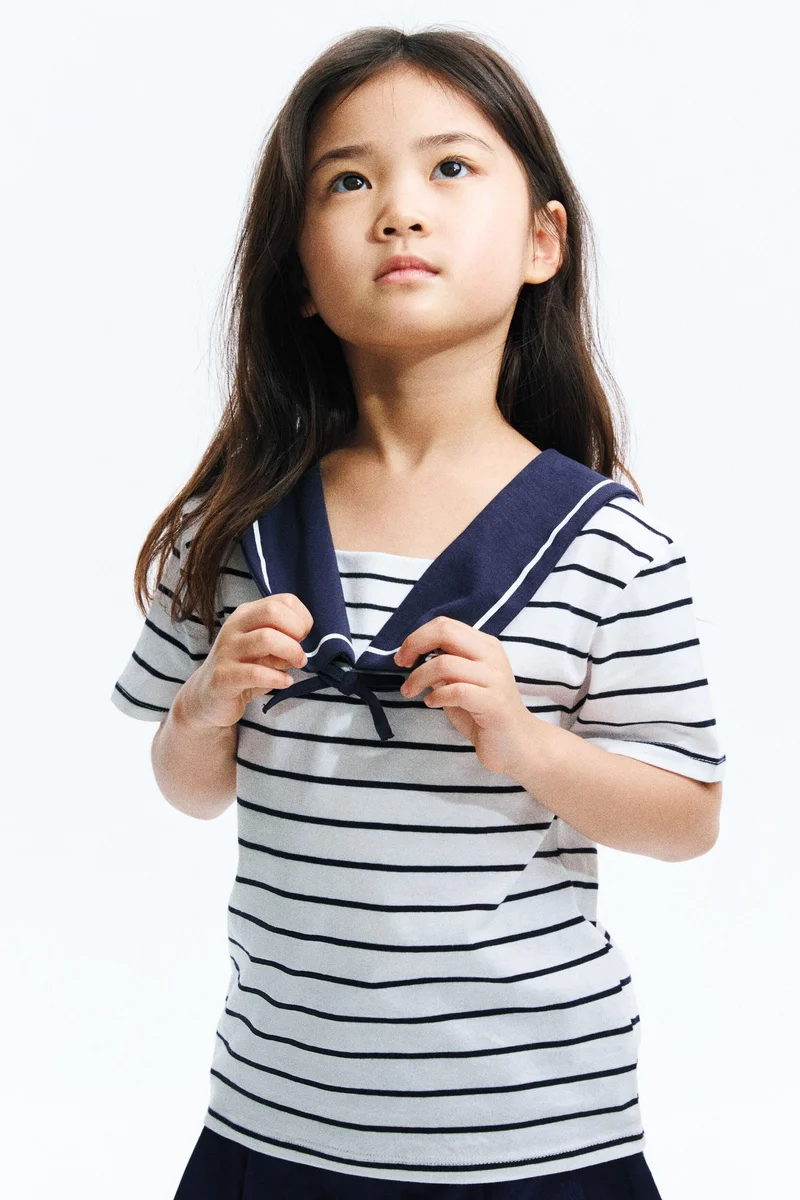 H&M Sailor-collared cotton T-shirt