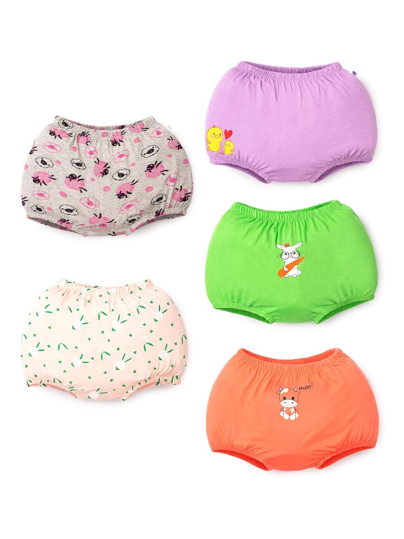 superbottoms Basic™ Bloomer| Unisex, 100% Pure Cotton Innerwear | Breathable & Soft Underwear | Baby Bloomers for 6m – 9m | Farm Fun I Pack of 5 - Image 1