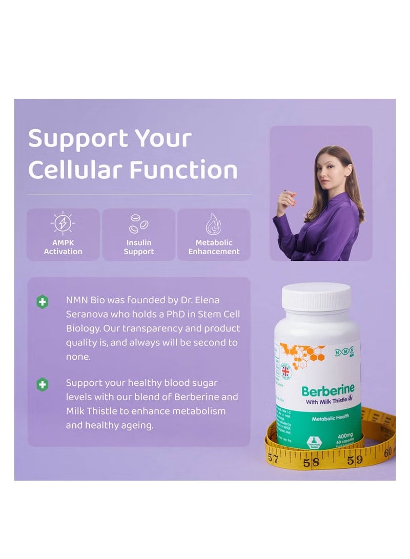 NMN Bio Berberine 400Mg Blood Sugar And Metabolic Health Support 60 Vegan Capsules - Image 2