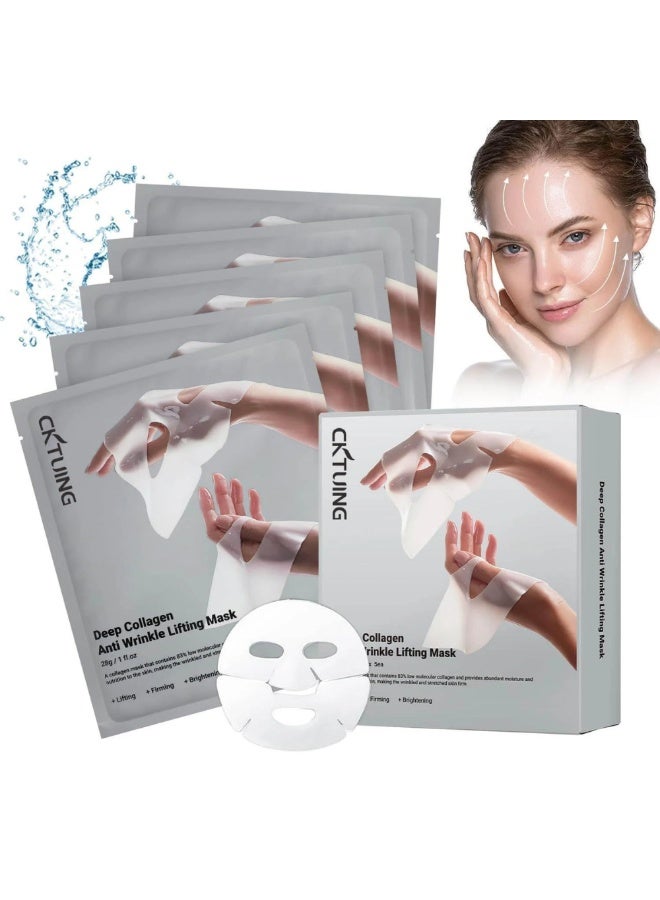 CKTUING Deep Collagen Anti Wrinkle Lifting Face Mask - Collagen Overnight Face Mask, Bio-Collagen Real Deep Mask, Hydrating Overnight Collagen Face Mask for Lifting, Firming and Moisturizing (5pcs/1 Box) - Image 1