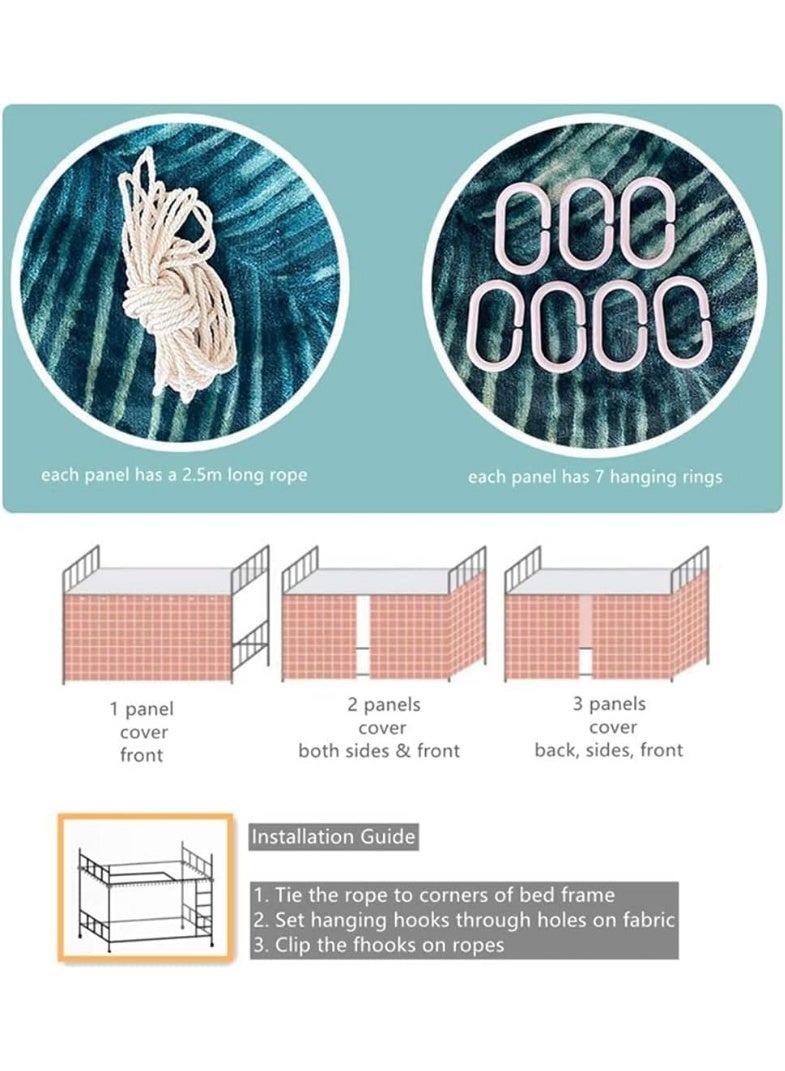 FASHION HOME 2PCS Bunk Bed Curtain Single Sleeper Canopy Blackout Cloth Shading Bedding Junior Students College Home Drapery - Image 5