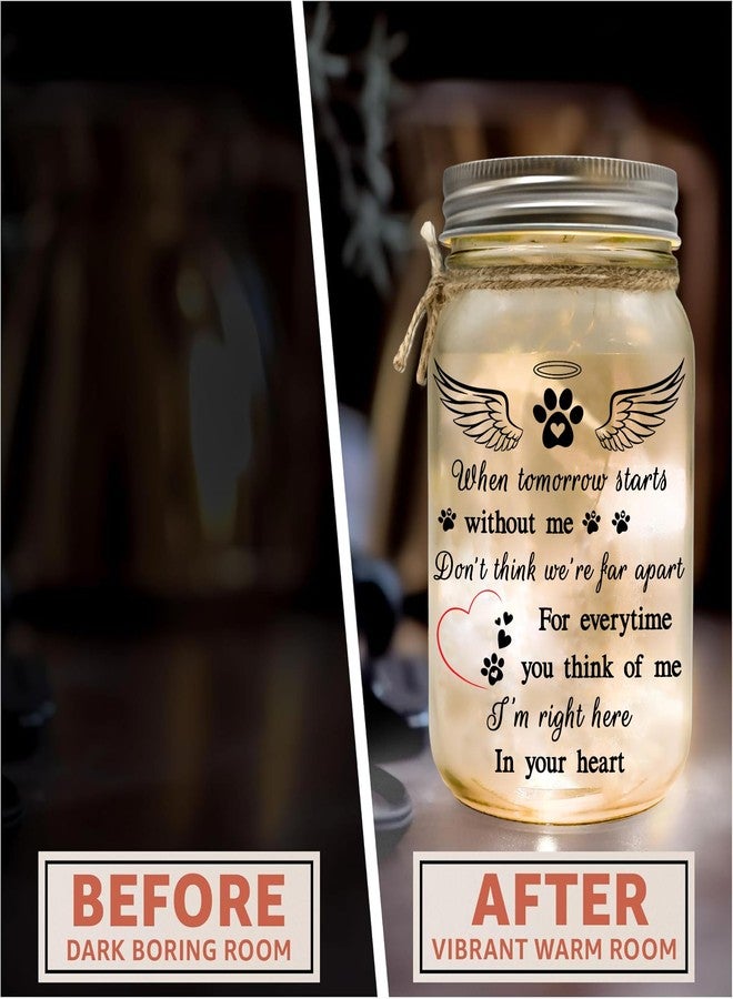 2IMT Dog Memorial Gifts, Pet Loss Sympathy Gift, Dog Sympathy Gifts for Loss of Dogs, Pet Memorial Gift for Dogs, Remembrance Bereavement Grieving Memorial Condolence for Cat, Jar Light Loss of Pets - Image 2