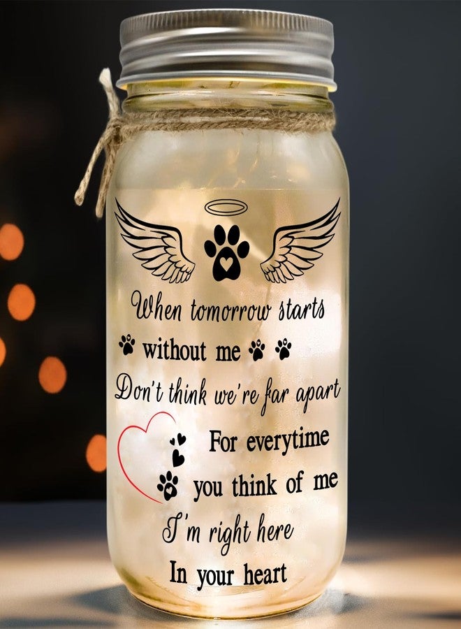 2IMT Dog Memorial Gifts, Pet Loss Sympathy Gift, Dog Sympathy Gifts for Loss of Dogs, Pet Memorial Gift for Dogs, Remembrance Bereavement Grieving Memorial Condolence for Cat, Jar Light Loss of Pets - Image 1