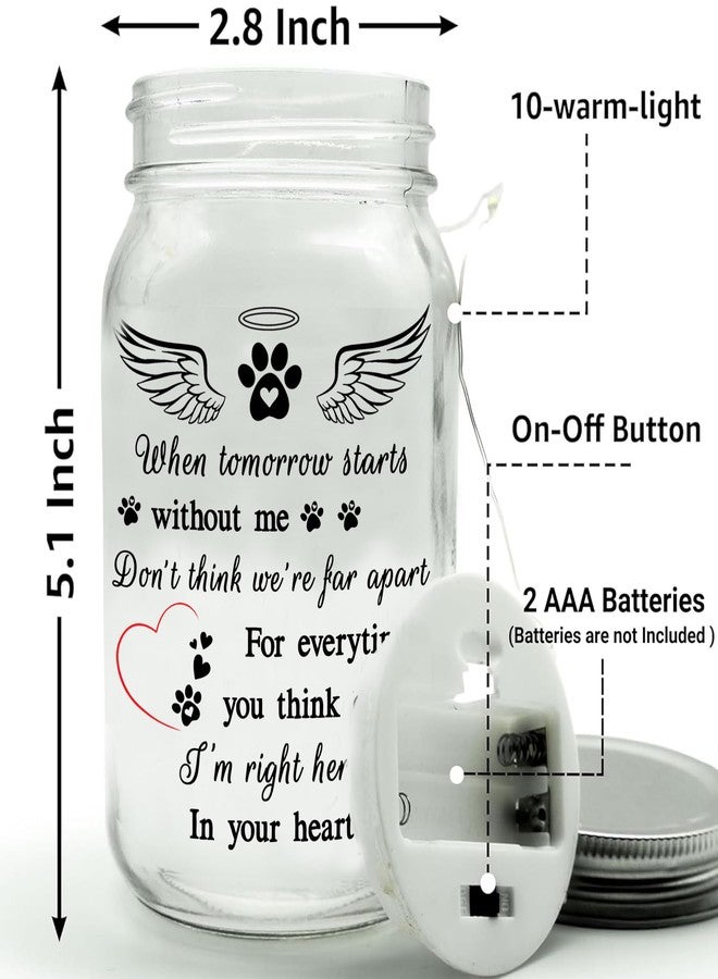 2IMT Dog Memorial Gifts, Pet Loss Sympathy Gift, Dog Sympathy Gifts for Loss of Dogs, Pet Memorial Gift for Dogs, Remembrance Bereavement Grieving Memorial Condolence for Cat, Jar Light Loss of Pets - Image 3