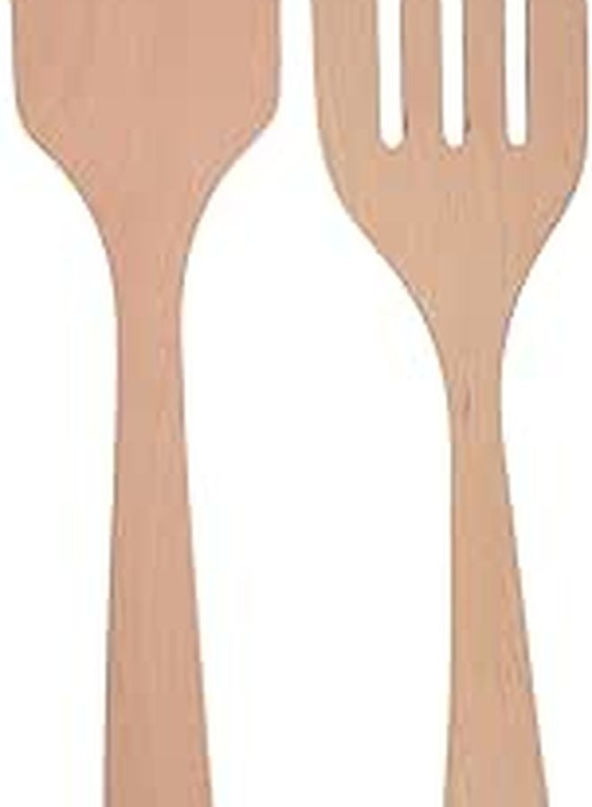 2 Pcs Wooden Spatulas Long Handle Non Stick Cooking Utensils Ergonomic Design - Image 1
