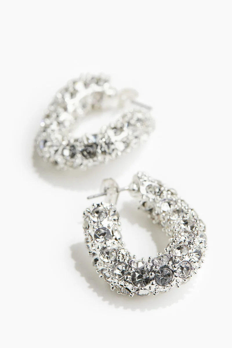 H&M Rhinestone-decorated hoop earrings