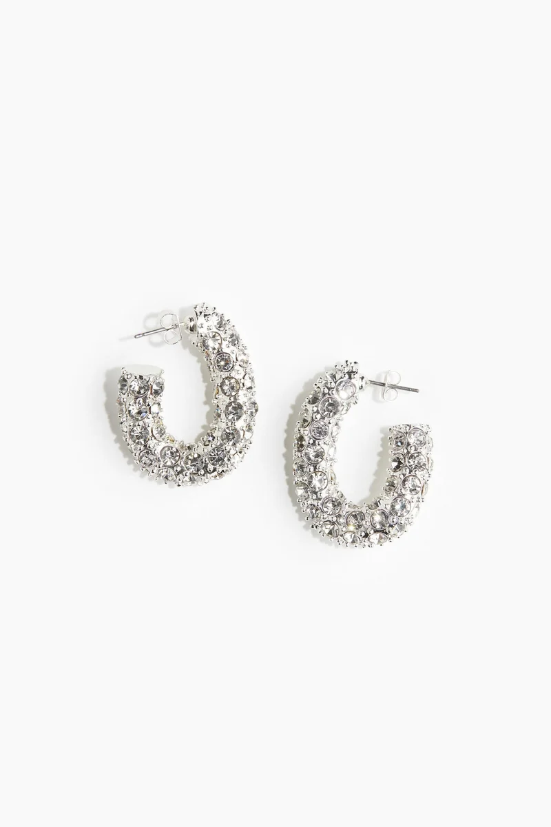 H&M Rhinestone-decorated hoop earrings