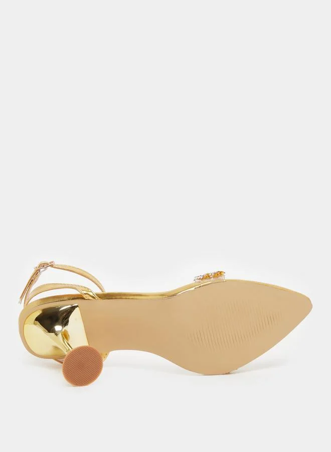 Take Two Take Two Embellished Ankle Strap Kitten Heel Sandals