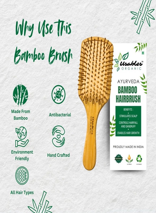 Usables ORGANIC Usables Bamboo Hair Brush with,bamboo bristles,Wooden Hair Brush for Women & Men,Wooden Brush for Hair Large Hairbrush for Women,Paddle, bamboo brush for hair - Image 4