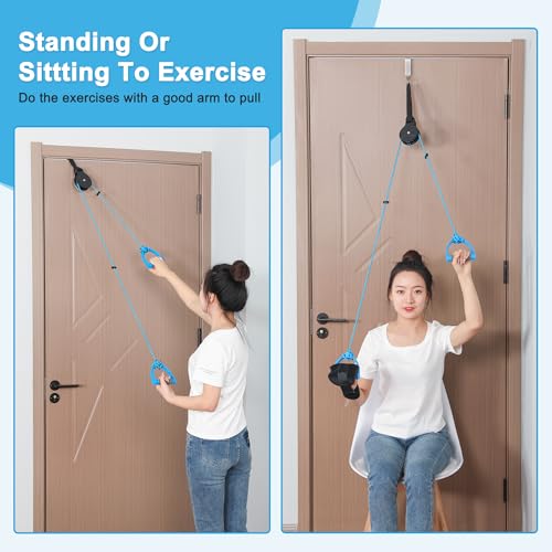 Fanwer Shoulder Pulley for Physical Therapy, Over The Door Pulley for Shoulder Rehab, Overhead Arm Exercise Pulleys for Rotator Cuff Recovery, Frozen Shoulder, Workout Pulley System for Home Gym - Image 2