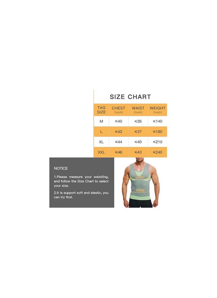 SYOSI - Mens Compression Shirt, Mens Slimming Body Shaper Vest, Muscle Training Tank, Undershirt Square Cut Muscle Tank, Top Workout Vest Abs Abdomen Slim, for Outdoor, Indoor Activity(XL)(Light Grey) - Image 1