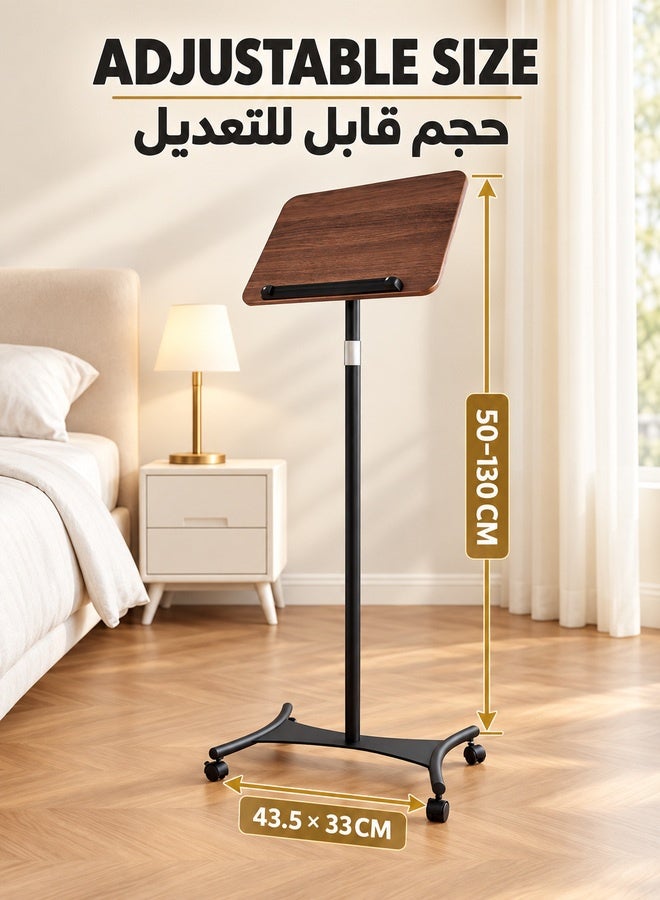 WALALLA 360° tilt Floor Book Stand with Lockable Wheels - Adjustable Height Reading & Laptop Stand, Mobile Workstation for Home, Office, Restaurant Use - Image 2