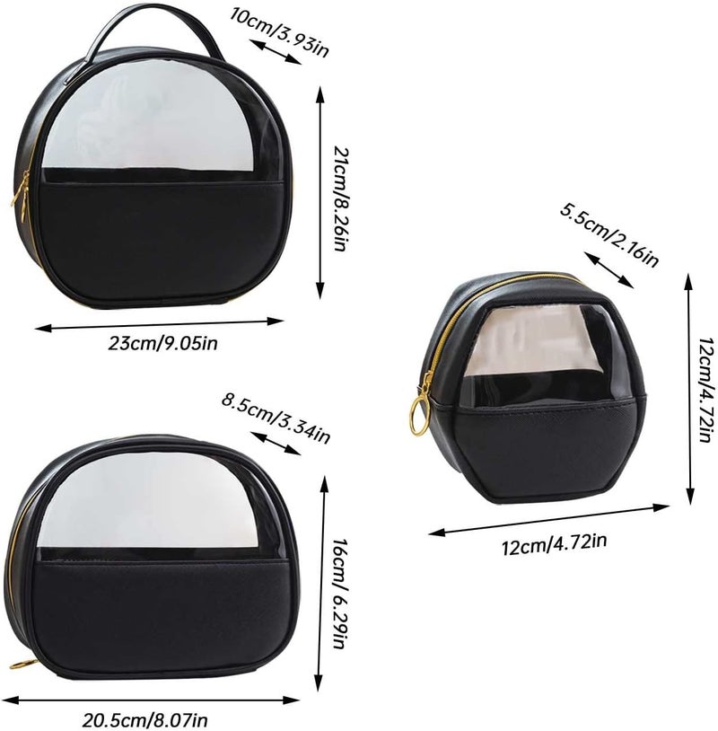 klarako Makeup Bag Organizer, Portable Travel Toiletry Cosmetic Bag Case for Women, Heavy Duty Make Up Pouch with Transparent Vinyl Windows & Zippers (B, 16cm) - Image 3