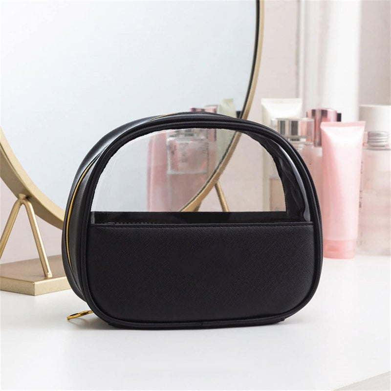 klarako Makeup Bag Organizer, Portable Travel Toiletry Cosmetic Bag Case for Women, Heavy Duty Make Up Pouch with Transparent Vinyl Windows & Zippers (B, 16cm) - Image 2