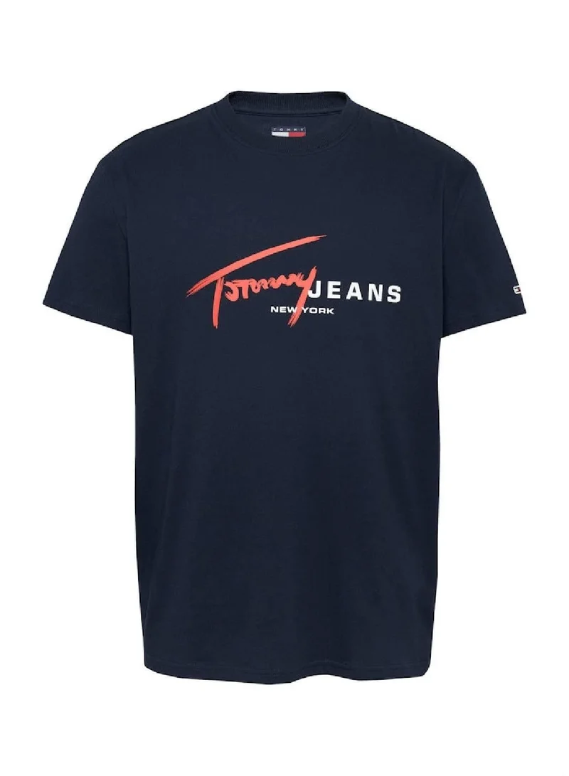 TOMMY JEANS Dark Night Navy Graffiti Signature Logo T-Shirt for Men | Best Price UAE