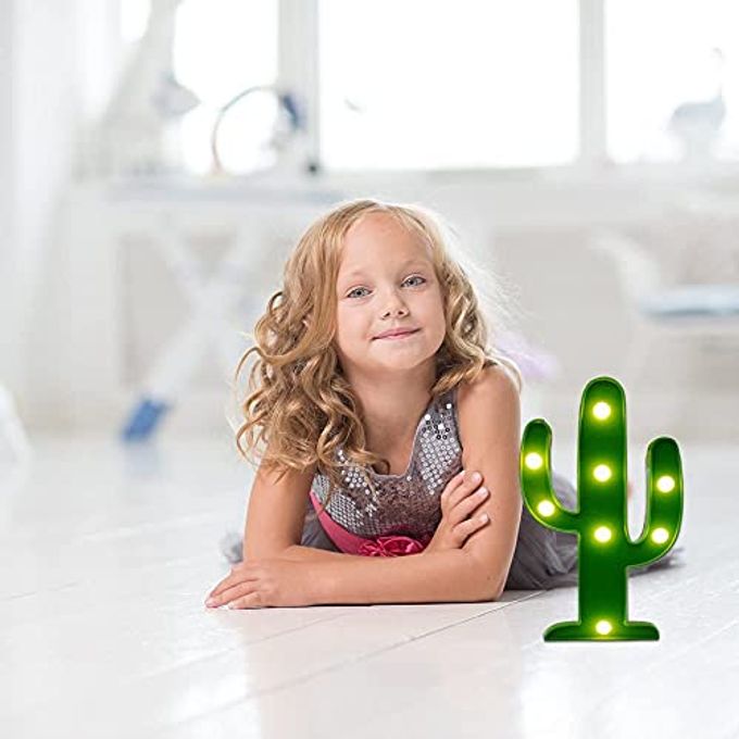 YiaMia LED Night Light LED Cactus Light Table Lamp Light for Kids' Room Bedroom Gift Party Home Decorations Green - Image 3