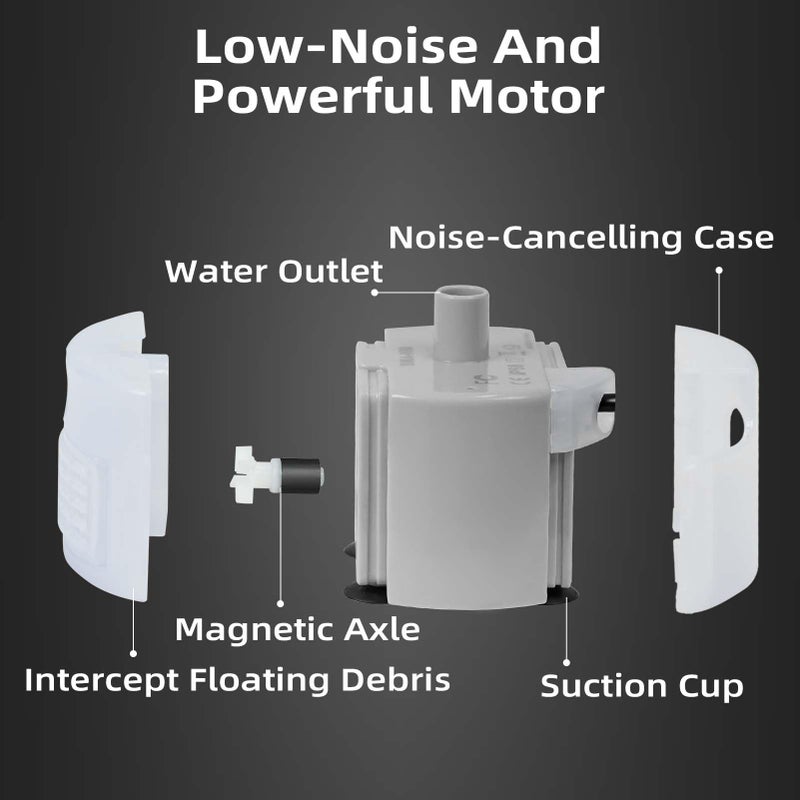 ONECUTE Ultra-Quiet Replacement Pump for Stainless Steel Cat Water Fountains - SMA-800 Motor - Safe and Easy to Clean with Low Voltage DC 5V and USB Cable (Pump) (Side Pump) - Image 4
