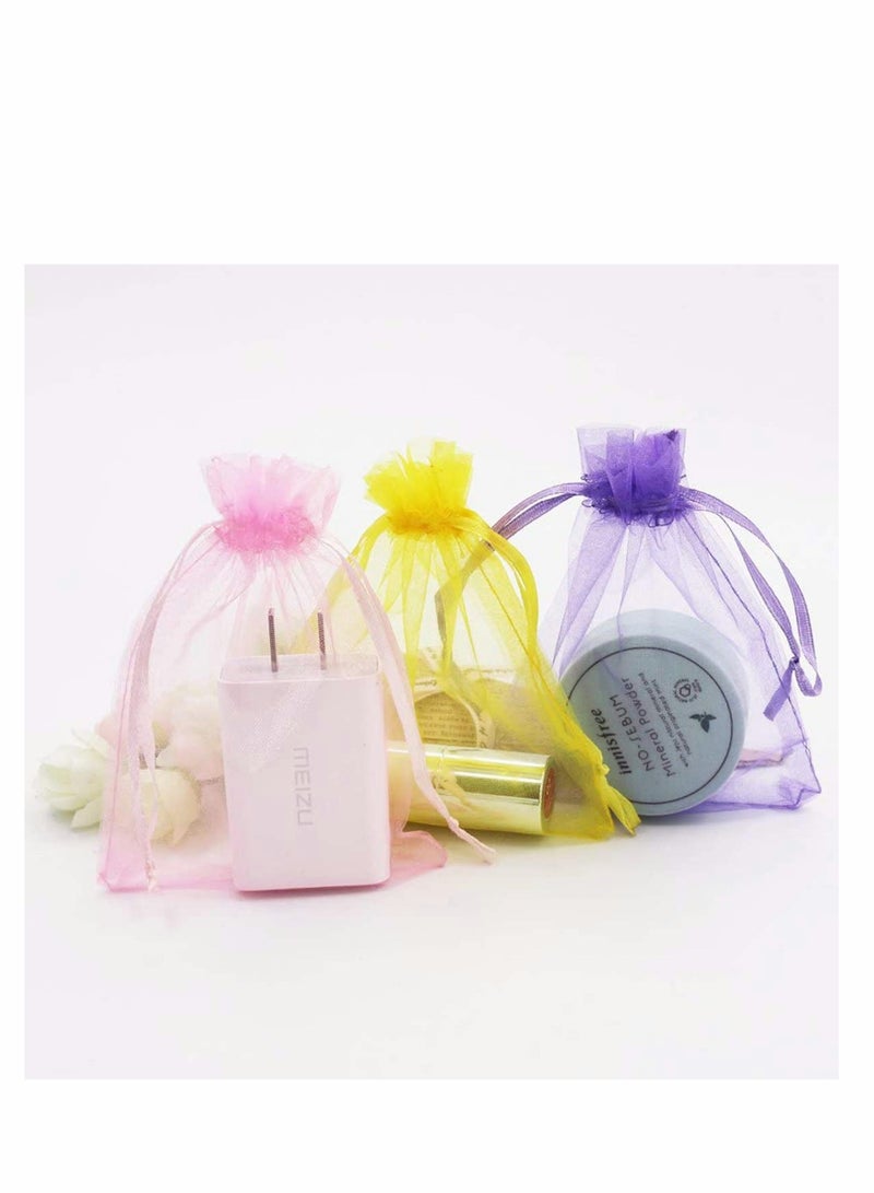 Zikra 100Pcs 10 x 15CM Mixed Color Sheer Drawstring Organza Jewelry Pouches Wedding Party Favor Gift Bags (Mixed Color) - Image 3