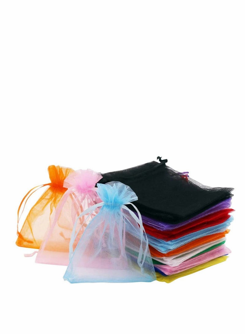 Zikra 100Pcs 10 x 15CM Mixed Color Sheer Drawstring Organza Jewelry Pouches Wedding Party Favor Gift Bags (Mixed Color) - Image 4