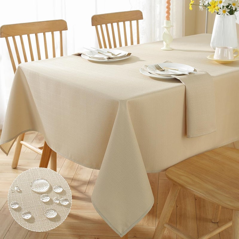 SASTYBALE Faux Linen Napkins Set of 4 Wrinkle Free Washable Soft Fabric Textured Cloth Napkins for Everyday Dinner Party Wedding Holiday 4 Pack 20 x 20 Inch Square FlaxBeigeTaupe - Image 1
