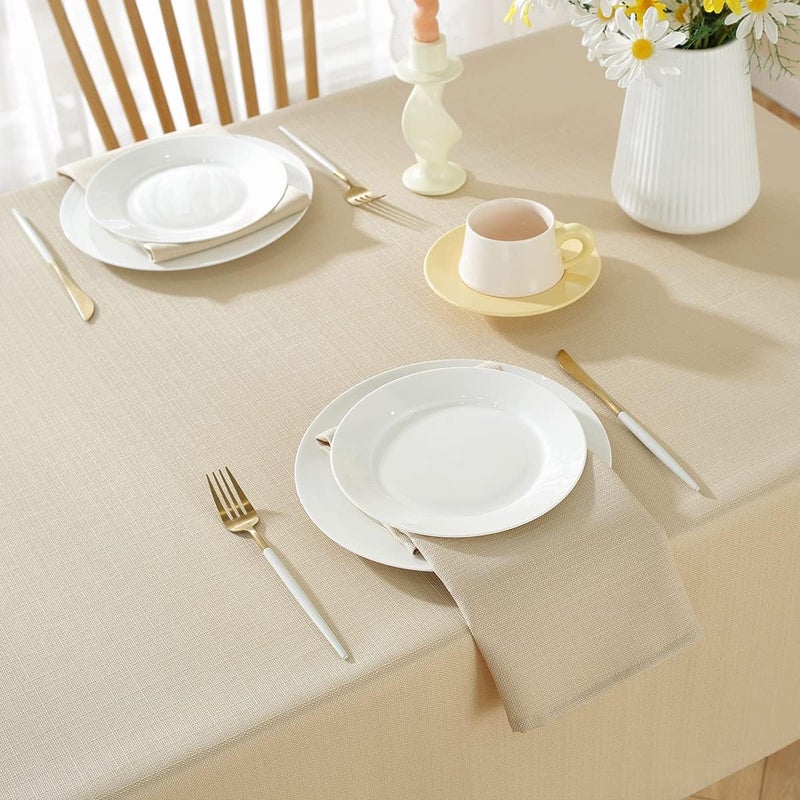 SASTYBALE Faux Linen Napkins Set of 4 Wrinkle Free Washable Soft Fabric Textured Cloth Napkins for Everyday Dinner Party Wedding Holiday 4 Pack 20 x 20 Inch Square FlaxBeigeTaupe - Image 3