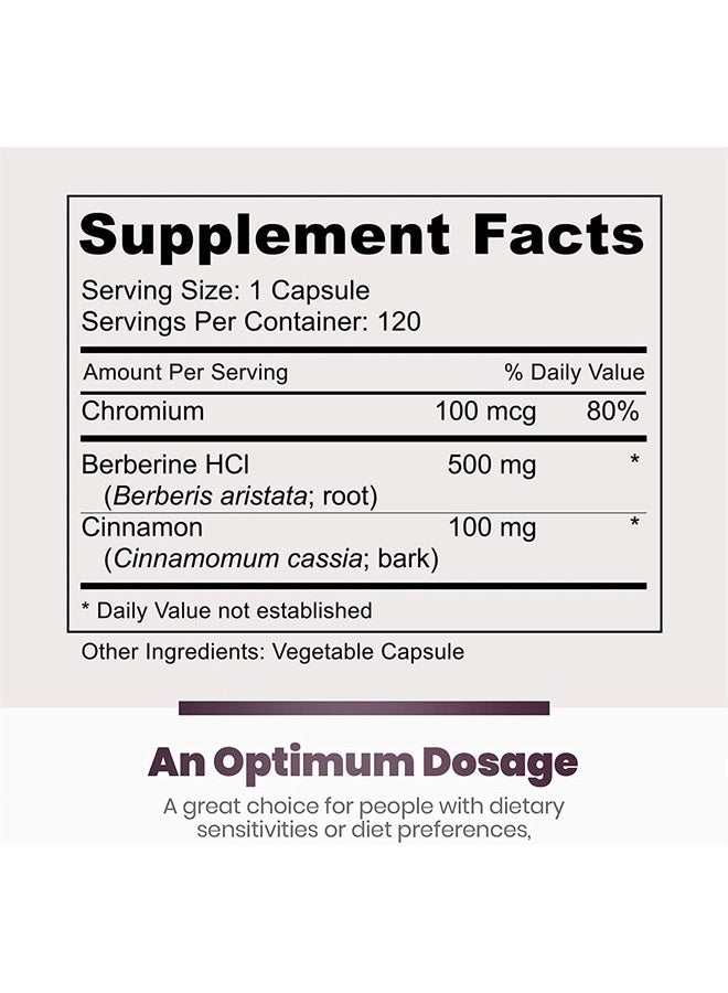 Simply Natures Pure Premium Berberine HCl 500mg - 120 Capsules - Cardiovascular Gastrointestinal Immune Support - Chromium Cinnamon (Pack of 3) - Image 2