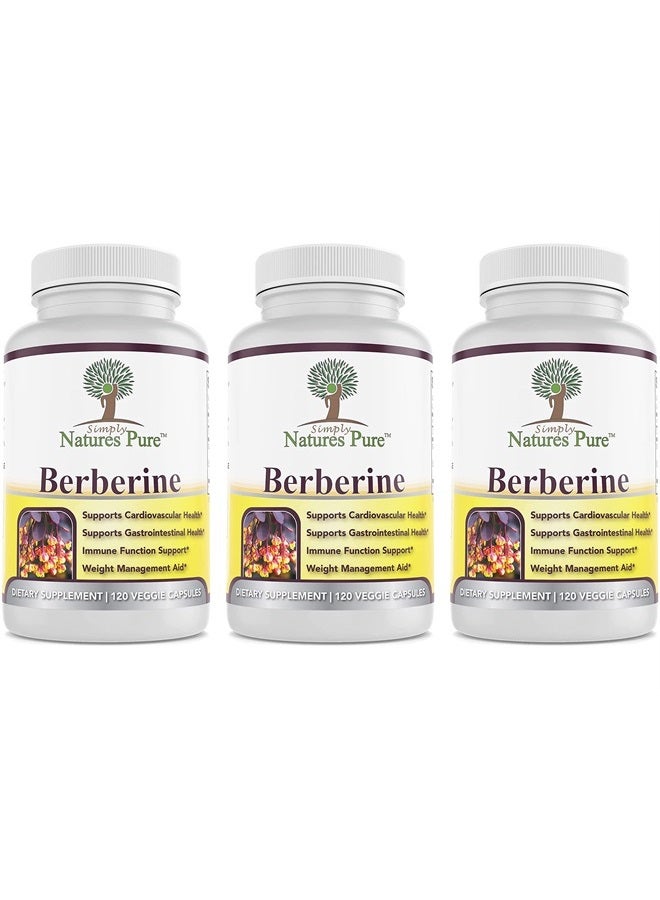 Simply Natures Pure Premium Berberine HCl 500mg - 120 Capsules - Cardiovascular Gastrointestinal Immune Support - Chromium Cinnamon (Pack of 3) - Image 1